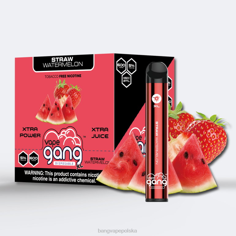 Vape Gang XL jednorazowe waporyzatory 600 zaciągnięć (opakowanie 10 szt.) arbuz słomkowy 2DD274 Vape Gang Polska