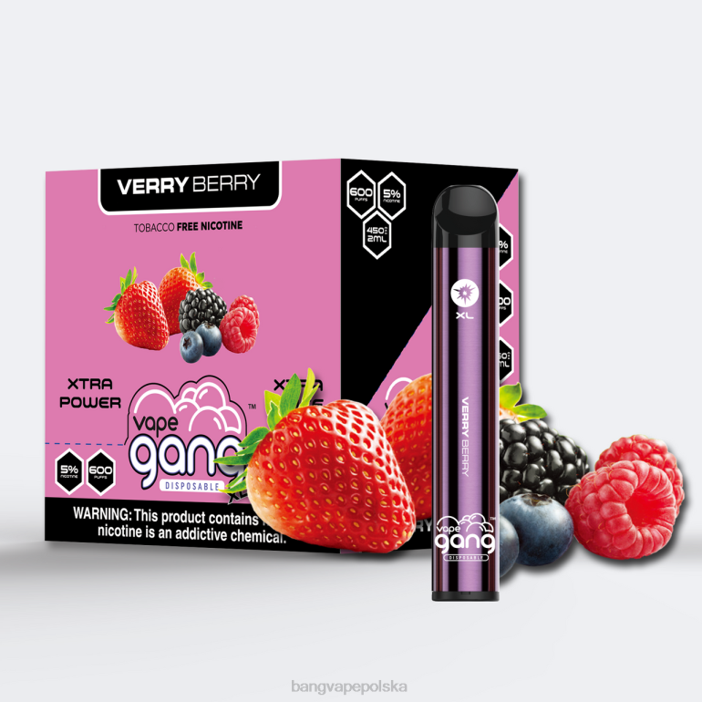 Vape Gang XL jednorazowe waporyzatory 600 zaciągnięć (opakowanie 10 szt.) bardzo jagodowa 2DD269 Bang Vape Disposable