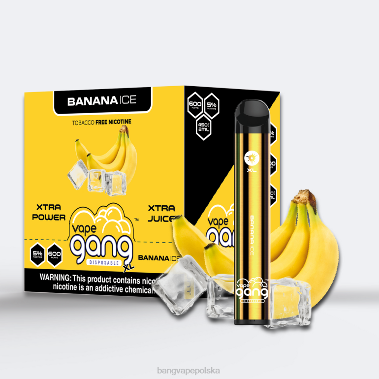 Vape Gang XL jednorazowe waporyzatory 600 zaciągnięć (opakowanie 10 szt.) lód bananowy 2DD263 Bang Vape Polska