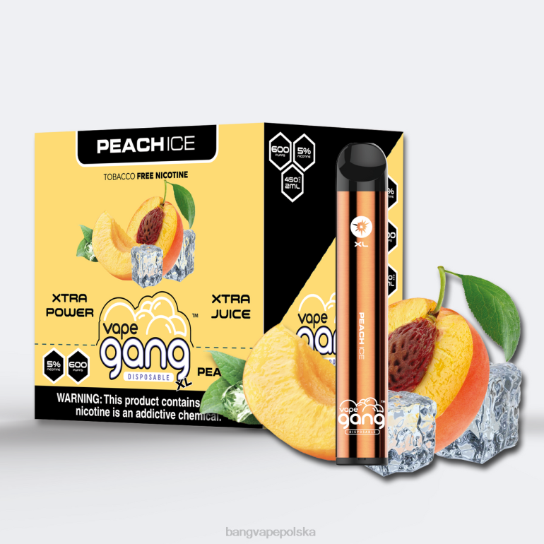 Vape Gang XL jednorazowe waporyzatory 600 zaciągnięć (opakowanie 10 szt.) lód brzoskwiniowy 2DD277 Bang Vape Warszawa