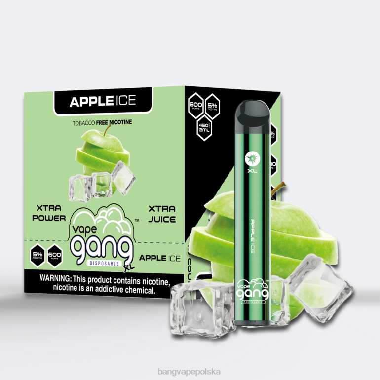 Vape Gang XL jednorazowe waporyzatory 600 zaciągnięć (opakowanie 10 szt.) lód jabłkowy 2DD267 Bang Vape Warszawa