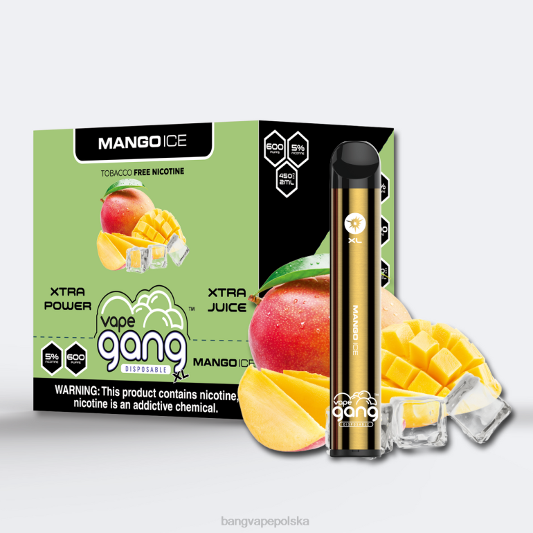 Vape Gang XL jednorazowe waporyzatory 600 zaciągnięć (opakowanie 10 szt.) lód mango 2DD268 Bang Disposable Vape Review