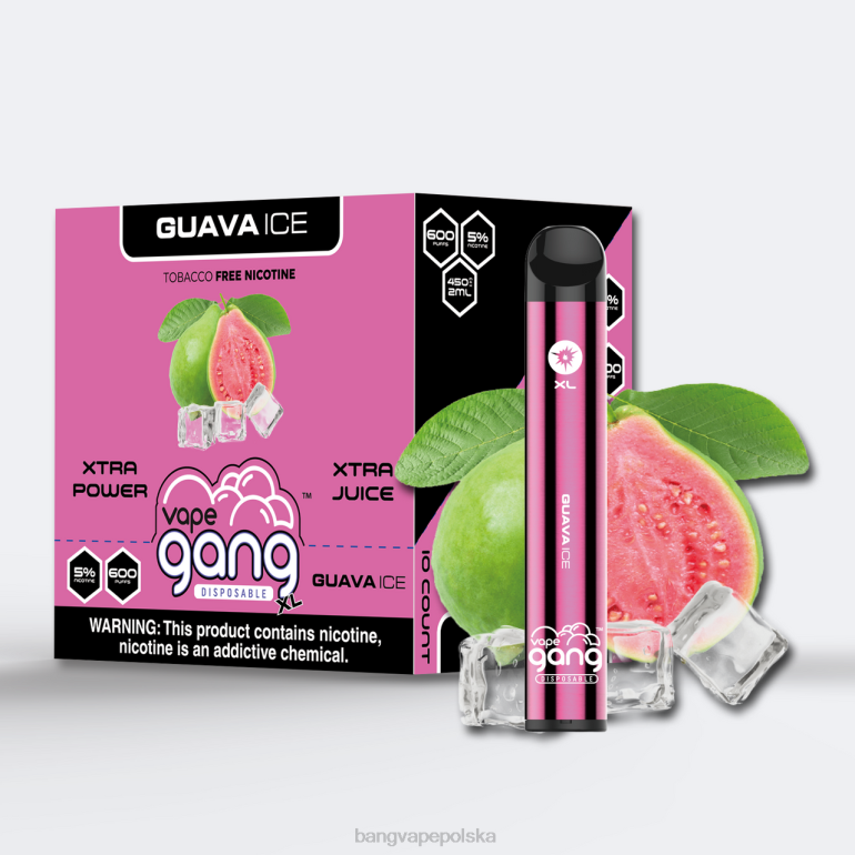 Vape Gang XL jednorazowe waporyzatory 600 zaciągnięć (opakowanie 10 szt.) lód z guawy 2DD272 Bang Box Vape Cena