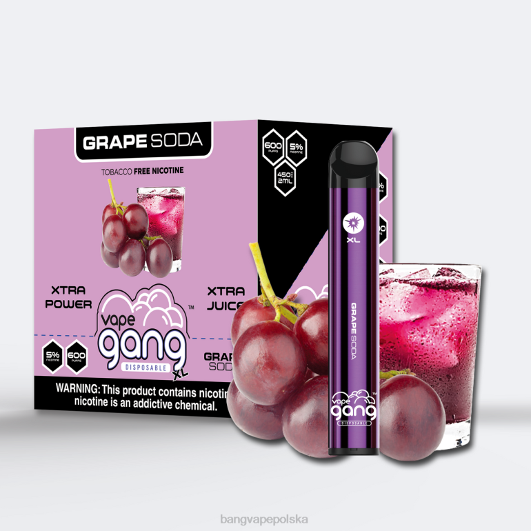 Vape Gang XL jednorazowe waporyzatory 600 zaciągnięć (opakowanie 10 szt.) winogronowy napój 2DD271 Bang Vape Shop