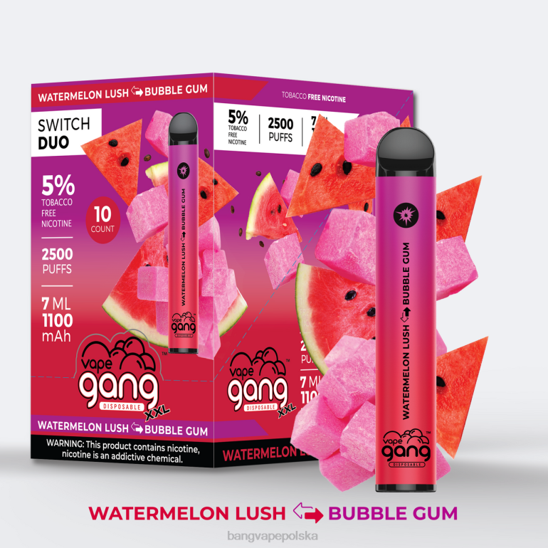 Vape Gang Switch Duo 2 smaki (opakowanie 10 sztuk) bujny arbuz - guma balonowa 2DD249 Bang Vape Shop