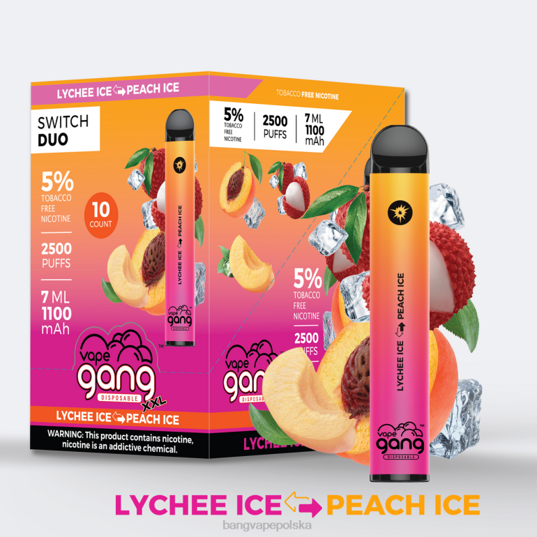 Vape Gang Switch Duo 2 smaki (opakowanie 10 sztuk) lód liczi - lód brzoskwiniowy 2DD242 Vape Gang Polska