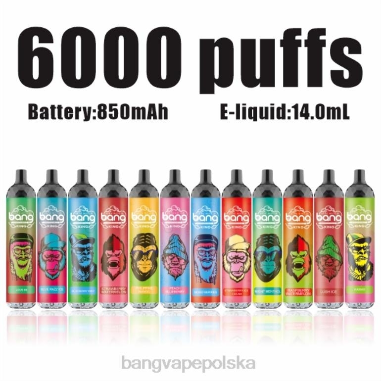 Bang Vape King 6000 zaciągnięć 5% nici, akumulator typu C jednorazowe 2DD28 Best Bang Vape Flavor