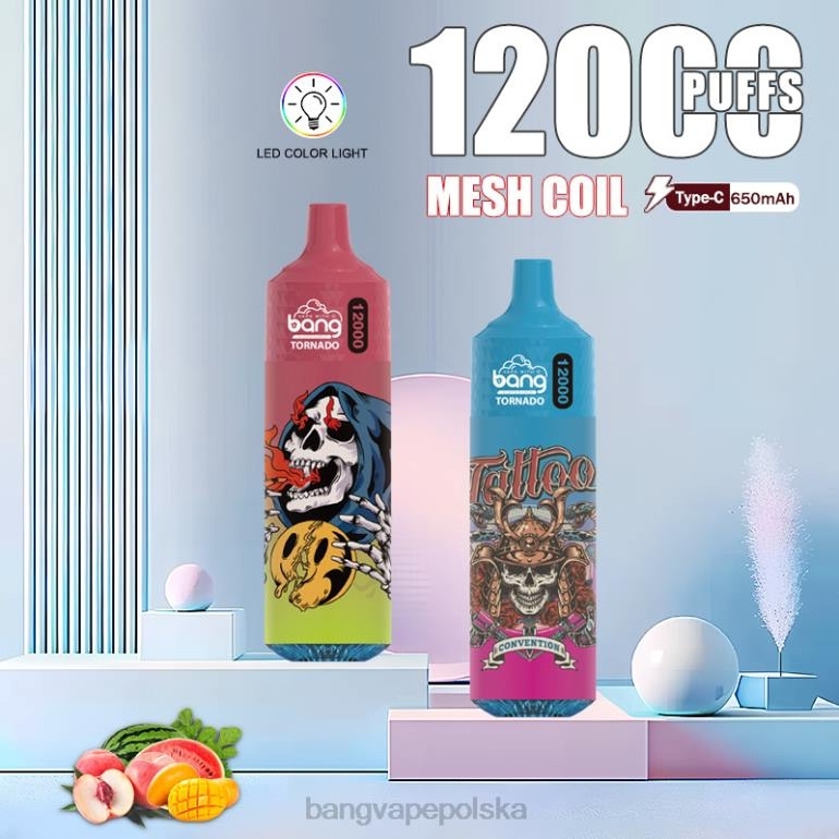 Bang Vape Tornado 12000 zaciągnięć z cewką LED i siatką jednorazowe 2DD24 Vape Gang Disposables